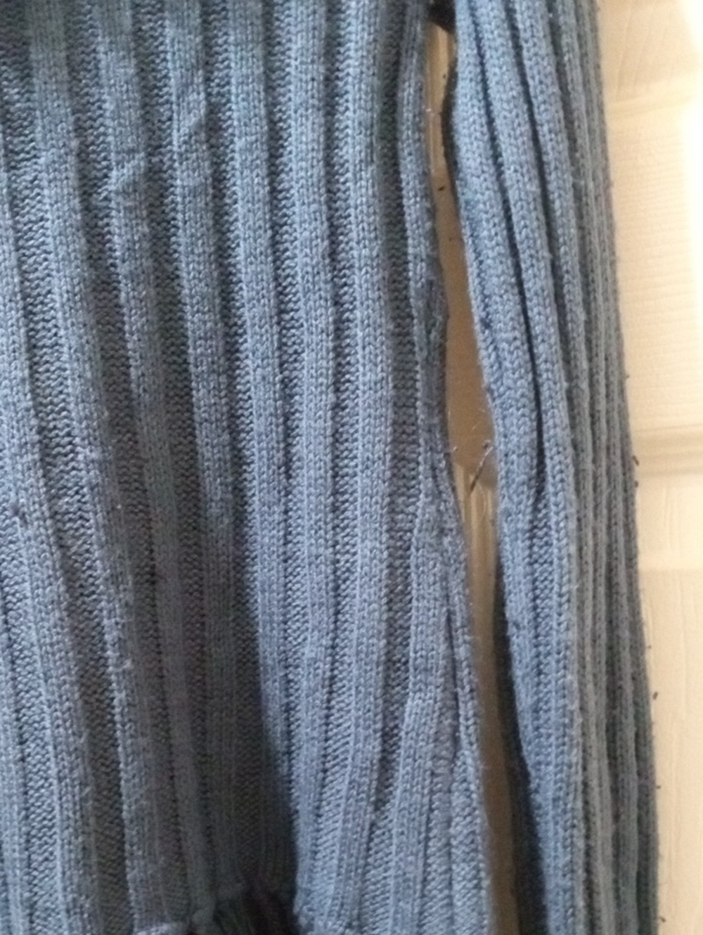Blue Fringe Ribbed Women’s Sweater - Picture 5 of 6